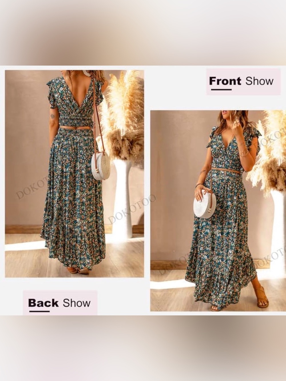 Floral Lightweight Chiffon 2-piece Skirt/Top set - Picture 2 of 7